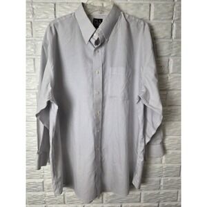 Traveler Jos A Bank long sleeved shirt Men's 17 1/2 34 Blue White Tan Cotton